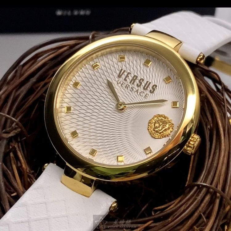 VERSUS VERSACE手錶,編號VV00320,36mm金色錶殼,白錶帶款◉20A004